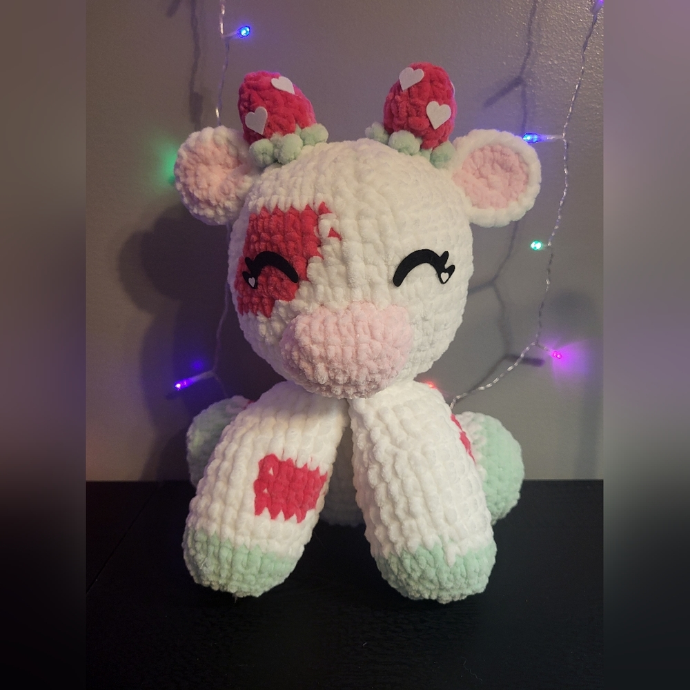 Crochet strawberry cow